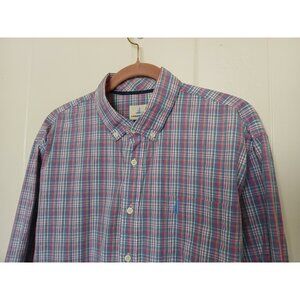 Johnnie-O Shirt Harbour Hangin' Out Button Mens XL Gemini Blue Plaid Long Sleeve
